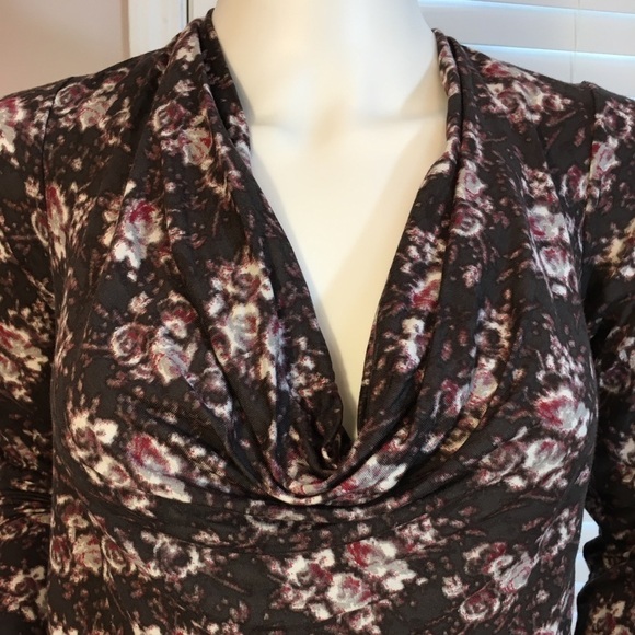 French Connection Gray Long Sleeves Front Drape  Back Tie Floral Blouse Size S - Picture 6 of 15